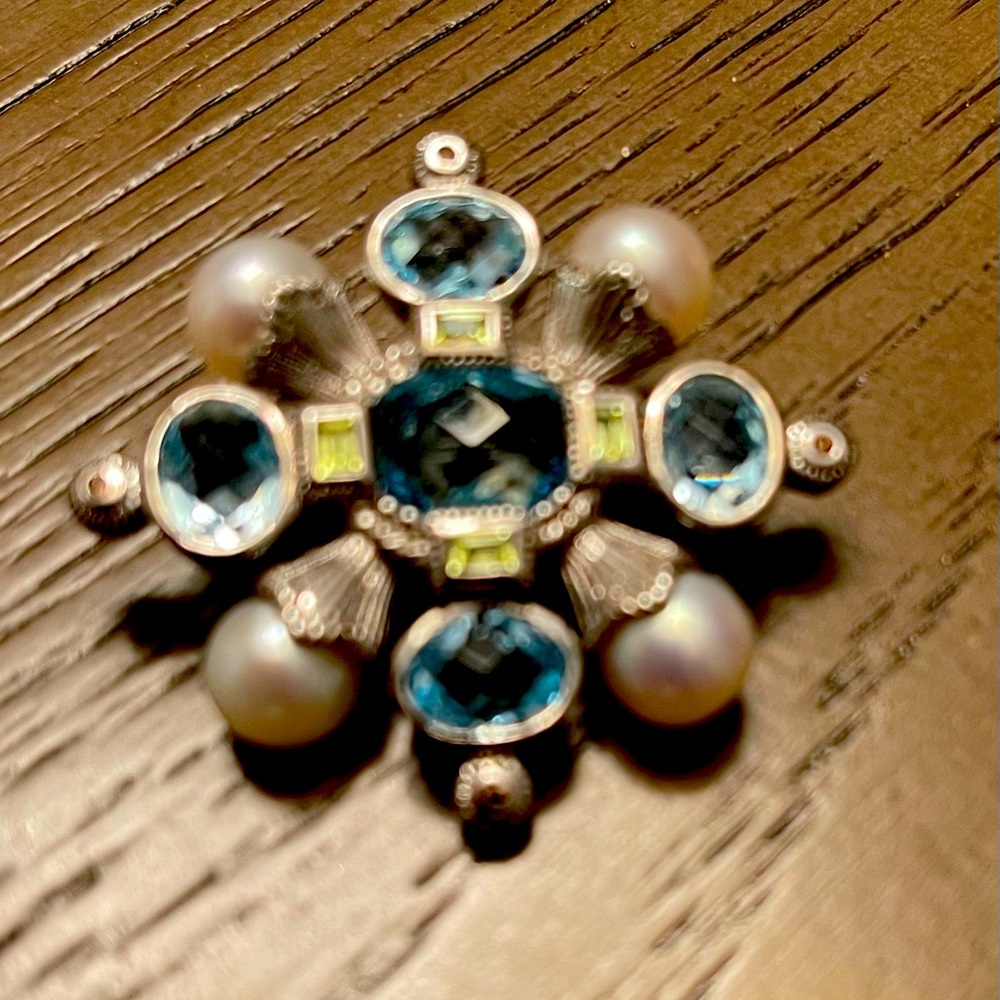 Judith Ripka, silver pin or enhancer with stones